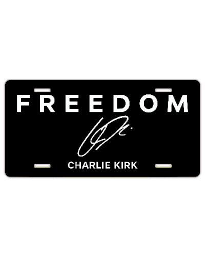 Freedom Charlie Kirk signature sublimated car tag